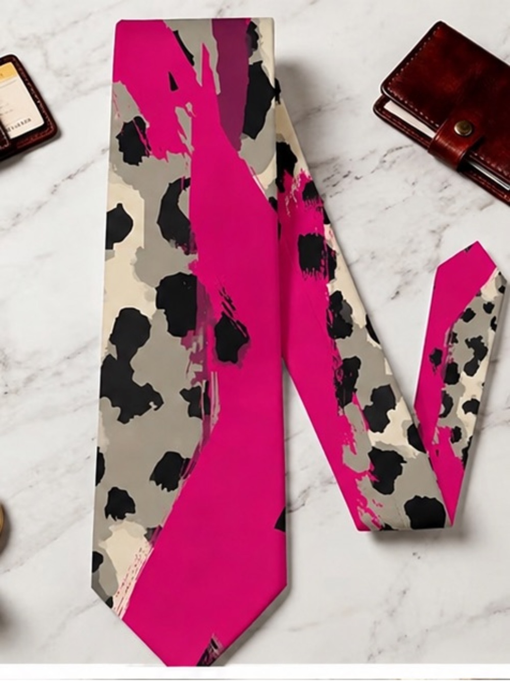 Pink Leopard Print Statement Necktie | Bold Modern Style